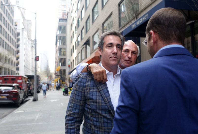 NEW YORK, NY - APRIL 13: Michael Cohen, President Donald Trump's attorney, walks to the Loews Regency hotel on Park Ave on April 13, 2018 in New York City. Following FBI raids on his home, office and hotel room, the Department of Justice announced that they are placing him under criminal investigation. (Photo by Yana Paskova/Getty Images)