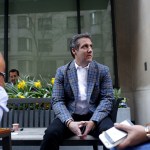 NEW YORK, NY - APRIL 13: Michael Cohen, President Donald Trump's attorney, chats with friends near the Loews Regency hotel on Park Ave on April 13, 2018 in New York City. Following FBI raids on his home, office and hotel room, the Department of Justice announced that they are placing him under criminal investigation. (Photo by Yana Paskova/Getty Images)