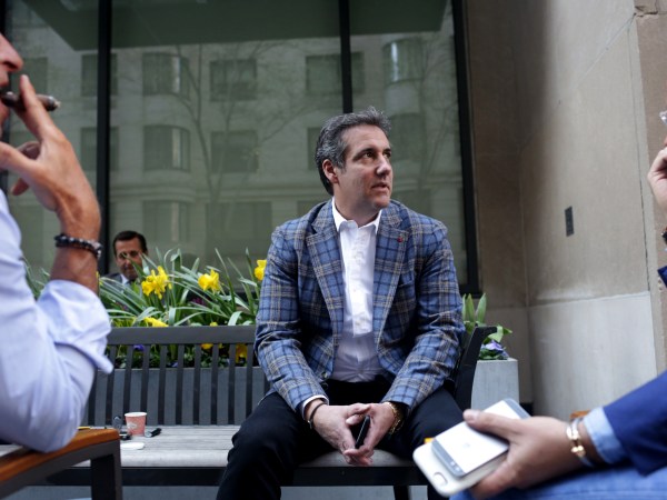 NEW YORK, NY - APRIL 13: Michael Cohen, President Donald Trump's attorney, chats with friends near the Loews Regency hotel on Park Ave on April 13, 2018 in New York City. Following FBI raids on his home, office and hotel room, the Department of Justice announced that they are placing him under criminal investigation. (Photo by Yana Paskova/Getty Images)