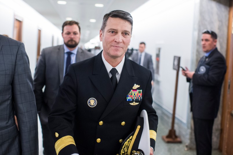 UNITED STATES - APRIL 24: Rear Adm. Ronny Jackson, nominee for Veterans Affairs secretary, leaves Dirsken Building after a meeting on Capitol Hill with Sen. Jerry Moran, R-Kan., on April 24, 2018. (Photo By Tom Williams/CQ Roll Call)