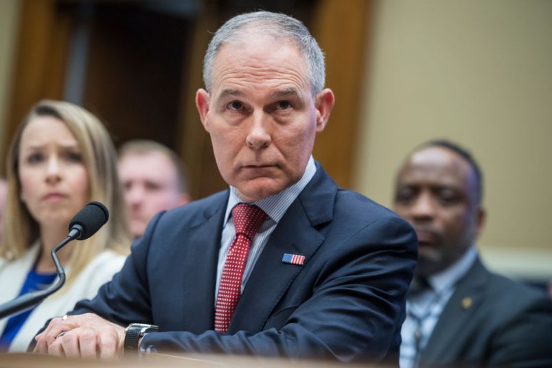 UNITED STATES - APRIL 26: EPA Director Scott Pruitt  testifies before a House Energy and Commerce Environment Subcommittee hearing in Rayburn Building titled "The FY2019 Environmental Protection Agency Budget," on April 26, 2018. In addition to the budget, Pruitt faced questions about controversies that have occurred at the agency during his tenure. (Photo By Tom Williams/CQ Roll Call)