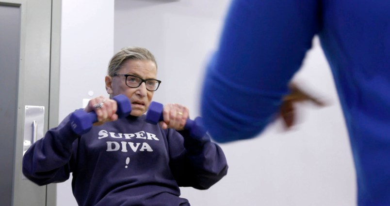 This image released by Magnolia Pictures shows U.S. Supreme Court justice Ruth Bader Ginsberg in a scene from "RBG." (Magnolia Pictures via AP)