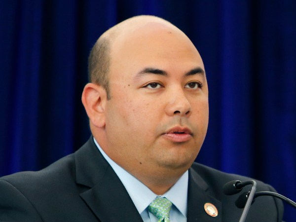 FILE – In this June 28, 2016, file photo, Ohio House Speaker Cliff Rosenberger speaks during an event to mark the renaming of Port Columbus International Airport to John Glenn Columbus International Airport in Columbus, Ohio. Rosenberger and Wisconsin Assembly Speaker Robin Vos were set to meet Thursday, Feb. 23, 2017, in Ohio to discuss how the Republican legislative leaders are joining forces to prepare for changes in how the federal government deals with states during President Donald Trump’s administration. (AP Photo/Jay LaPrete, File)