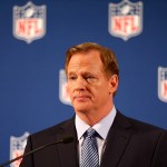 NEW YORK, NY - SEPTEMBER 19:  NFL Commissioner Roger Goodell talks during a press conference at the Hilton Hotel on September 19, 2014 in New York City. Goodell spoke about the NFL's failure to address domestic violence, sexual assault and drug abuse in the league.  (Photo by Elsa/Getty Images)