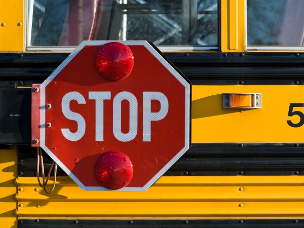 UNITED STATES - 2008/10/27: School bus with retracting safety stop sign. (Photo by John Greim/LightRocket via Getty Images)