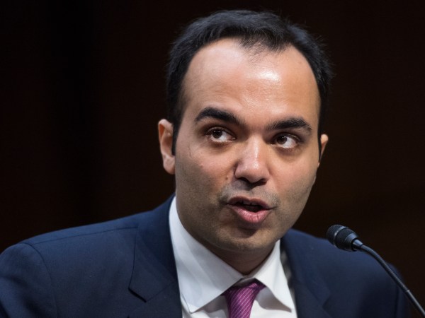 UNITED STATES - FEBRUARY 14: Rohit Chopra, nominee to serve as a Federal Trade Commissioner, testifies during a Senate Commerce, Science, and Transportation Committee confirmation hearing in Hart Building on February 14, 2018. (Photo By Tom Williams/CQ Roll Call)