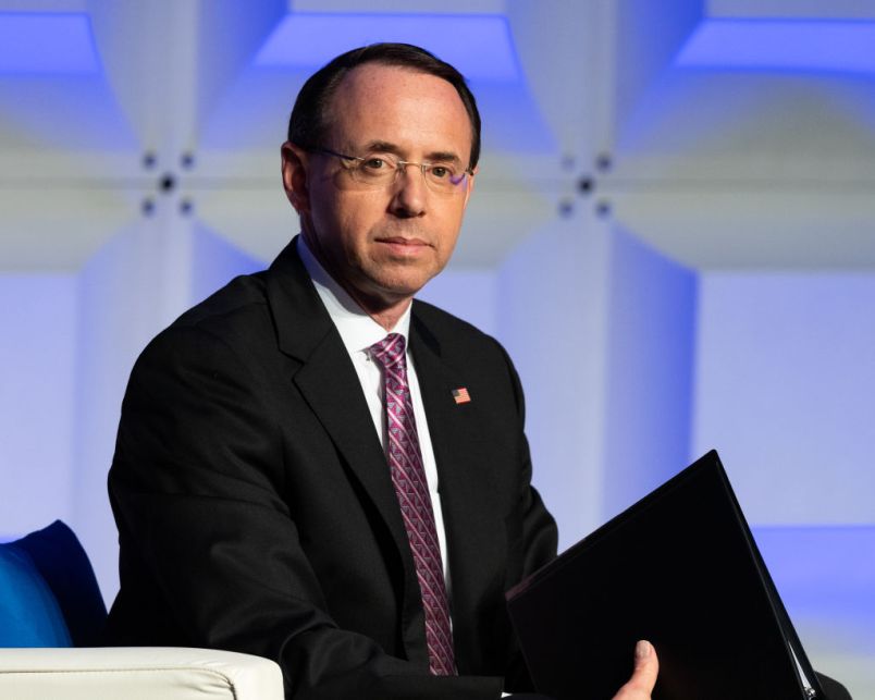 WASHINGTON, DC, UNITED STATES - 2018/05/06: Rod Rosenstein, Deputy Attorney General, U.S. Department of Justice, at the Anti-Defamation League (ADL) National Leadership Summit in Washington, DC. (Photo by Michael Brochstein/SOPA Images/LightRocket via Getty Images)
