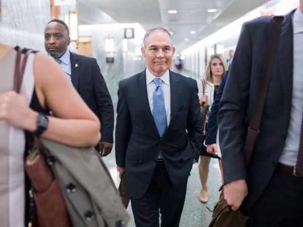 UNITED STATES - MAY 16: Environmental Protection Agency Administrator Scott Pruitt arrives to testify during a Senate Appropriations Interior, Environment, and Related Agencies Subcommittee hearing in Dirksen Building on the proposed FY2019 budget for the EPA on May 16, 2018. (Photo By Tom Williams/CQ Roll Call)