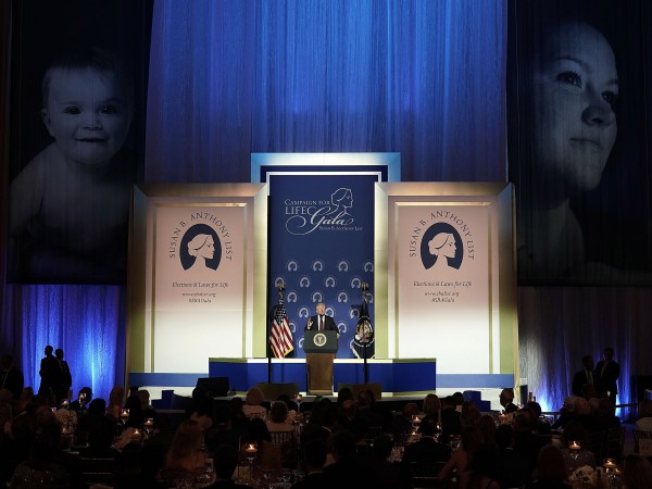 WASHINGTON, DC - MAY 22:  U.S. President Donald Trump speaks during the Susan B. Anthony ListÕs 11th annual Campaign for Life Gala at the National Building Museum May 22, 2018 in Washington, DC. President Trump addressed the annual gala of the anti-abortion group and urged people to vote in the midterm election.  (Photo by Alex Wong/Getty Images)