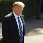 U.S. President Donald Trump talks to members of the news media before departing the White House May 25, 2018 in Washington, DC. Trump is traveling to Annapolis, Maryland, to participate in the Naval Academy's graduation ceremony.