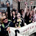 Members of the quartet Voices For Appeal wait at Dublin Castle for the result of the referendum on the 8th Amendment of the Irish Constitution which prohibits abortions unless a mother's life is in danger. PRESS ASSOCIATION Photo. Picture date: Saturday May 26, 2018. See PA story IRISH Abortion. Photo credit should read: Niall Carson/PA Wire