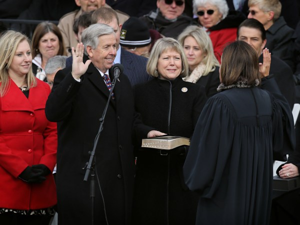 Mike Parson is sworn in as Missouri Lieutenant Governor during inauguration ceremonies in Jefferson City, Mo., on January 9, 2017. Parson will take over for Gov. Eric Greitens, who resigned on Tuesday, May 29, 2018. (David Carson/St. Louis Post-Dispatch/TNS)