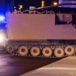 A National Guard military vehicle was stolen from Fort Pickett , Nottoway County, Tuesday, June 5. The vehicle and the driver, an adult male, was stopped by Virginian State Police and taken into custody after stopping on Board St. one block from city hal in Richmond, VA. There were no weapons on the military vehicle and no injuries.(GRACE HOLLARS/TIMES-DISPATCH