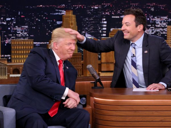 THE TONIGHT SHOW STARRING JIMMY FALLON -- Episode 0534 -- Pictured: (l-r) Donald Trump during an interview with host Jimmy Fallon on September 15, 2016 -- (Photo by: Andrew Lipovsky/NBC)