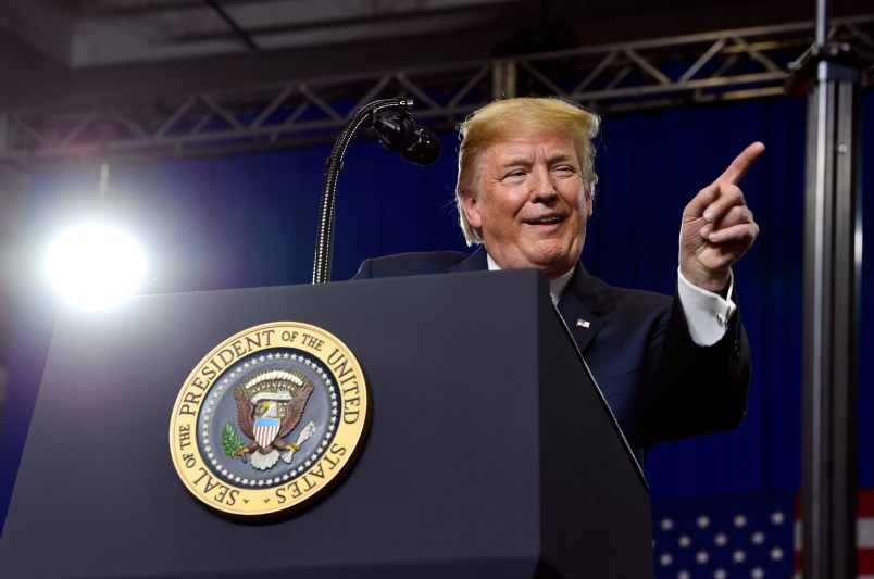 President Donald Trump speaks during a rally at Airport High School in West Columbia, S.C., Monday, June 25, 2018. Trump is campaigning for Republican Gov. Henry McMaster, returning the favor after McMaster provided Trump with an early endorsement in his presidential campaign. (AP Photo/Susan Walsh)