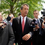 COLUMBIA, SC - JUNE 26: South Carolina Governor fields questions from the media following a special meeting with his Cabinet in the Wade Hampton Building at the Statehouse complex on June, 26, 2009. The cabinet meeting was the governor's first planned appearance since he announced his extramarital affair with a woman from Argentina. (Photo by Davis Turner/Getty Images)