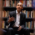 Former President Barack Obama speaks to Obama Foundation Fellows gathered on Wednesday, May 16, 2018 at Stony Island Arts Bank in Chicago, Ill. (Erin Hooley/Chicago Tribune/TNS)