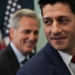 WASHINGTON, DC - MAY 22:  U.S. Speaker of the House Rep. Paul Ryan (R-WI) (R) leaves with House Majority Leader Rep. Kevin McCarthy (R-CA) (L) after a post House Republican Conference meeting news briefing May 22, 2018 on Capitol Hill in Washington, DC. House GOPs gathered for a conference meeting to discuss Republican agenda.  (Photo by Alex Wong/Getty Images)
