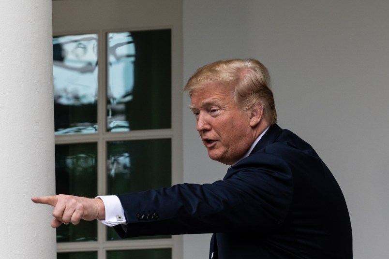 U.S. President Donald Trump leaves after  he signed S. 2372, the VA Mission Act of 2018 at a ceremony in the Rose Garden of the White House, on Wednesday, June 6, 2018. (Photo by Cheriss May/NurPhoto)