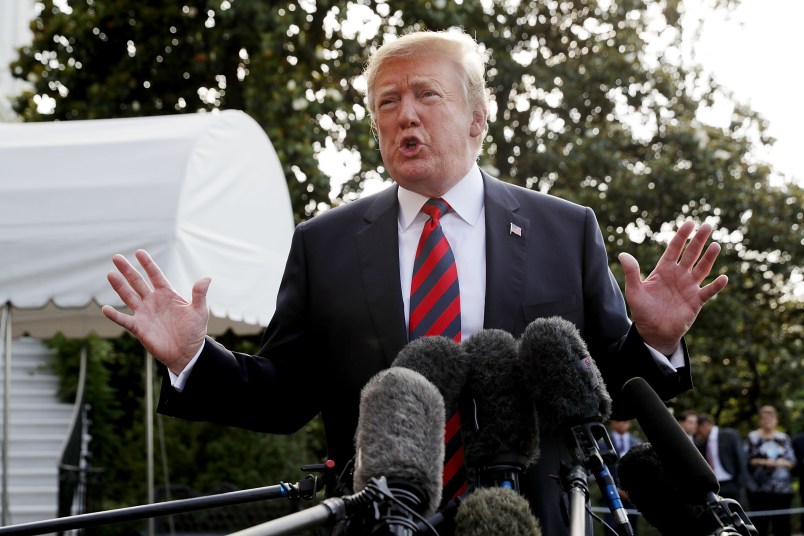 U.S. President Donald Trump departs the White House June 8, 2018 in Washington, DC. Trump is traveling to Canada to attend the G7 summit before heading to Singapore on Saturday for a planned U.S.-North Korea summit.