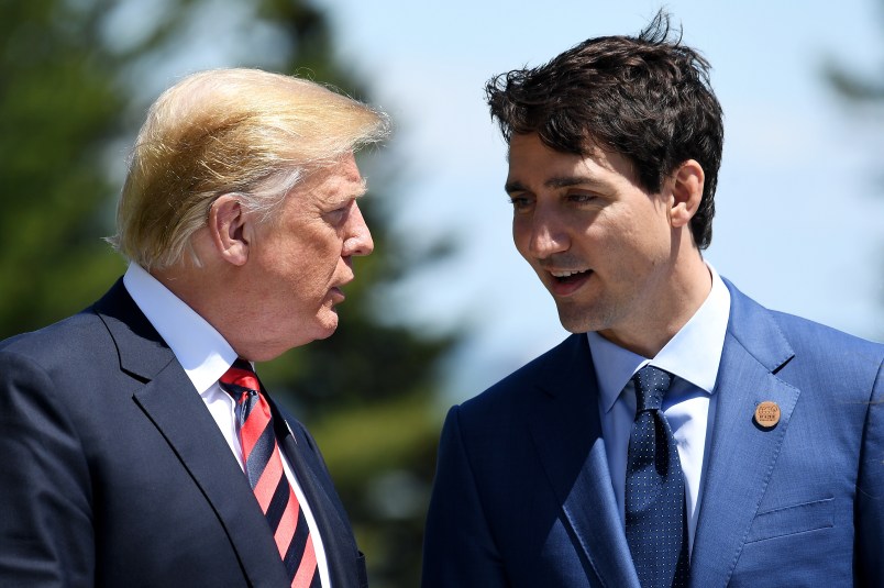 pose during the G7 official welcome at Le Manoir Richelieu on day one of the G7 meeting in Quebec on June 8, 2018 in Quebec City, Canada. Canada will host the leaders of the UK, Italy, the US, France, Germany and Japan for the two day summit, in the town of La Malbaie.