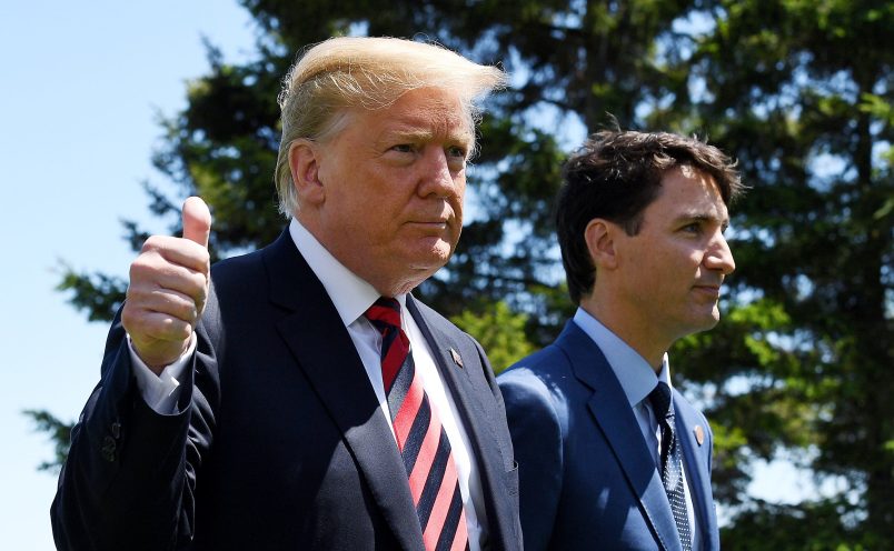 pose during the G7 official welcome at Le Manoir Richelieu on day one of the G7 meeting in Quebec on June 8, 2018 in Quebec City, Canada. Canada will host the leaders of the UK, Italy, the US, France, Germany and Japan for the two day summit, in the town of La Malbaie.