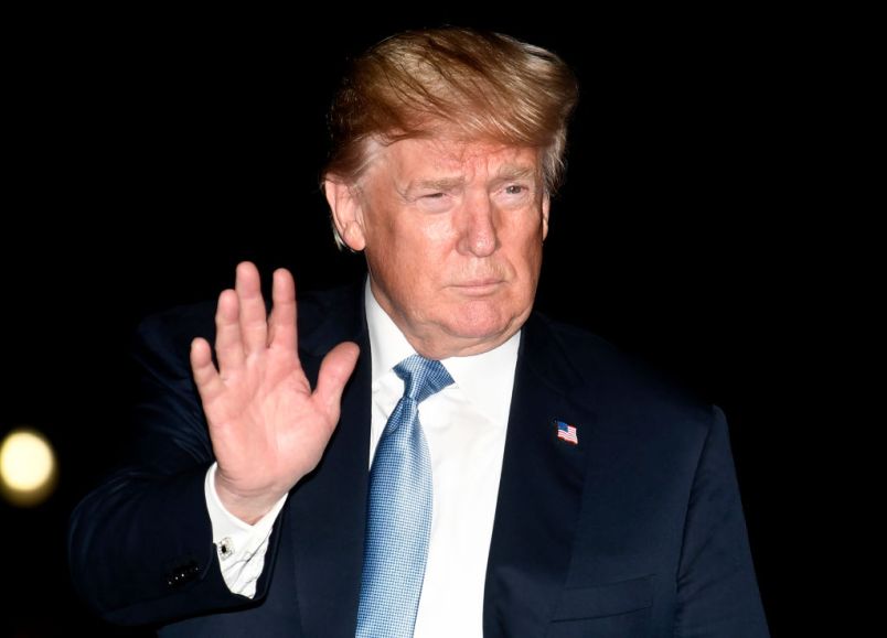 President Donald Trump waves to the press on his arrival at the White House, Washington, DC, after a day trip to Las Vegas, Nevada, June 23, 2018. Trump met with supporters and delivered remarks to the Nevada Republican Party.     ISP POOL Photo by Mike Theiler/UPI