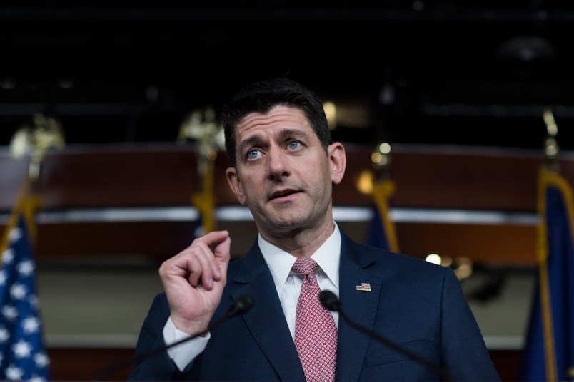 UNITED STATES - MAY 10: Speaker Paul Ryan, R-Wis., conducts his weekly a news conference in the Capitol Visitor Center on May 10, 2018. (Photo By Tom Williams/CQ Roll Call)