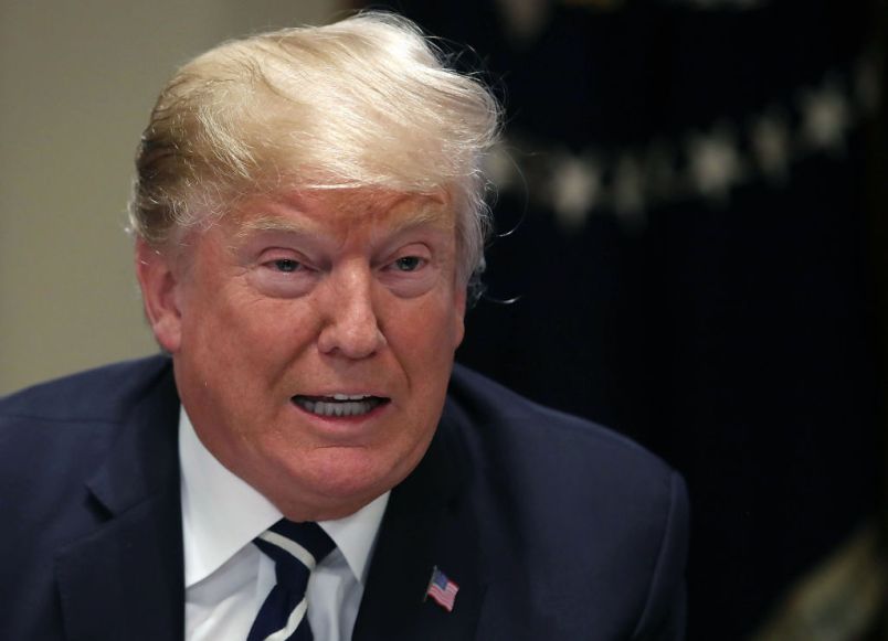 WASHINGTON, DC - JULY 17:  U.S. President Donald Trump talks the media about his meeting with RussianÊVladimir Putin in Helsinki, in the Cabinet Room on July 17, 2018 in Washington, DC. President Trump was holding a meeting with House members of the Ways and Means Committee.  (Photo by Mark Wilson/Getty Images)