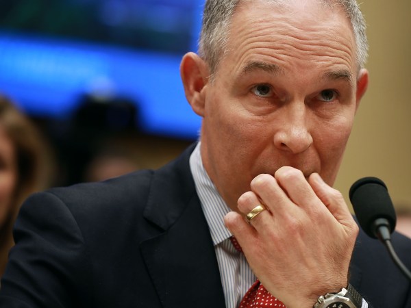 Environmental Protection Agency Administrator Scott Pruitt testifies before the House Energy and Commerce Committee's Environment Subcommittee in the Rayburn House Office Building on Capitol Hill April 26, 2018 in Washington, DC. The focus of nearly a dozen federal inquiries into his travel expenses, security practices and other issues, Pruitt testified about his agency's FY2019 budget proposal.