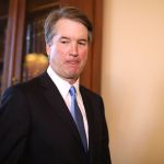 Judge Brett Kavanaugh poses for photographs with Vice President Mike Pence and Senate Majority Leader Mitch McConnell (R-KY) before a meeting in McConnell's office in the U.S. Capitol July 10, 2018 in Washington, DC. U.S. President Donald Trump nominated Kavanaugh to succeed retiring Supreme Court Associate Justice Anthony Kennedy.