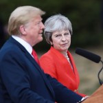 Prime Minister Theresa May greets U.S. President Donald Trump at Chequers on July 13, 2018 in Aylesbury, England. US President, Donald Trump, held bi-lateral talks with British Prime Minister, Theresa May at her grace-and-favour country residence, Chequers. Earlier British newspaper, The Sun, revealed criticisms of Theresa May and her Brexit policy made by President Trump in an exclusive interview. Later today The President and First Lady will join Her Majesty for tea at Windosr Castle.