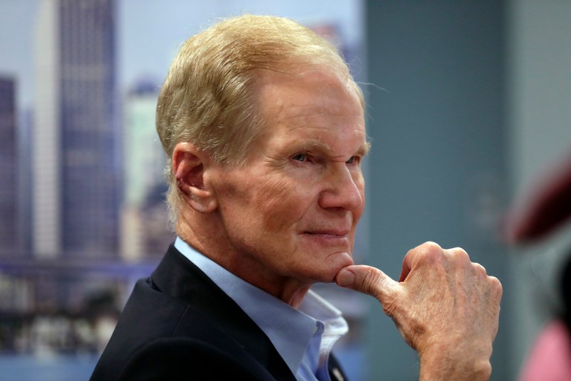 Sen. Bill Nelson, D-Fla., listens during a roundtable discussion with education leaders from South Florida at the United Teachers of Dade headquarters, Monday, Aug. 6, 2018, in Miami. (AP Photo/Lynne Sladky)