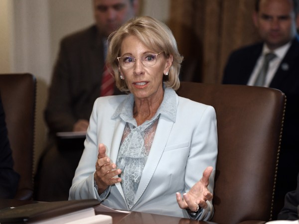 Secretary of Education Betsy DeVos speaks during a cabinet meeting in the Cabinet Room of the White House, July 18, 2018 in Washington, DC. Photo by Olivier Douliery/ Abaca Press