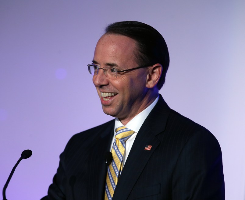 United States Deputy Attorney General Rod J. Rosenstein speaks at the ABA conference at the Hyatt Regency Chicago on Thursday, Aug. 2, 2018. (Terrence Antonio James/Chicago Tribune/TNS)