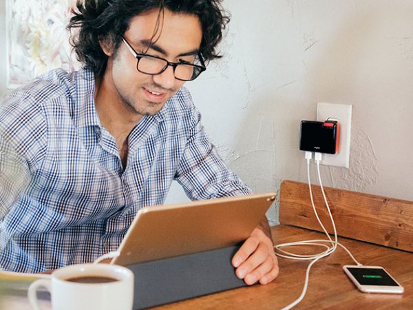 The VogDUO Triple-USB Travel Wall Charger is only a half-inch thick, and it juices up to three devices at once.