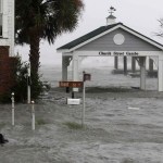 High winds and water as Hurricane Florence hit Front Street in downtown Swansboro N.C.,Friday, Sept. 14, 2018.  (AP Photo/Tom Copeland)