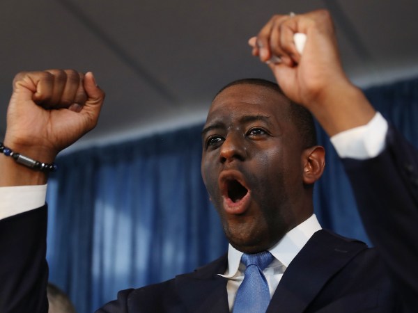 Andrew Gillum the Democratic candidate for Florida Governor speaks during a campaign rally at the International Union of Painters and Allied Trades on August 31, 2018 in Orlando, Florida. Mr. Gillum is facing off against his Republican challenger Rep. Ron DeSantis (R-FL) in the November 6th election.