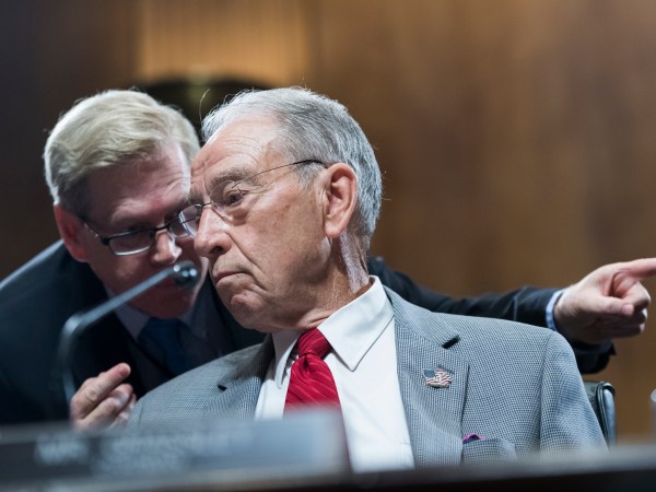 UNITED STATES - SEPTEMBER 13: Chairman Charles Grassley, R-Iowa, conducts a markup of the Senate Judiciary Committee in Dirksen Building on September 13, 2018, where Republicans voted to move the committee vote on Supreme Court nominee Brett Kavanaugh to September 20th. (Photo By Tom Williams/CQ Roll Call)