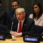 NEW YORK, NY - SEPTEMBER 24:  President Donald Trump attends a meeting on the global drug problem at the United Nations (UN) a day ahead of the official opening of the 73rd United Nations General Assembly on September 24, 2018 in New York City. The UN General Assembly, or UNGA, is expected to draw 84 heads of state and 44 heads of government in New York City for a week of speeches, talks and high level diplomacy concerning global issues. New York City is under tight security for the annual event with dozens of road closures and thousands of security officers patrolling city streets and waterways.  (Photo by Spencer Platt/Getty Images)