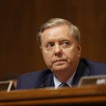 WASHINGTON, DC - SEPTEMBER 27:  Senator Lindsey Graham (R-SC) listens to Dr. Christine Blasey Ford speak before the Senate Judiciary Committee hearing on the nomination of Brett Kavanaugh to be an associate justice of the Supreme Court of the United States, on Capitol Hill September 27, 2018 in Washington, DC. A professor at Palo Alto University and a research psychologist at the Stanford University School of Medicine, Ford has accused Supreme Court nominee Judge Brett Kavanaugh of sexually assaulting her during a party in 1982 when they were high school students in suburban Maryland. (Photo By Michael Reynolds-Pool/Getty Images)