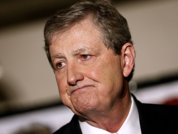 BATON ROUGE, LA - DECEMBER 10:  U.S. Senate Republican candidate John Kennedy delivers a victory speech during an election party on December 10, 2016 in Baton Rouge, Louisiana. Kennedy's victory further strengthens the Republican's majority hold over the U.S. Senate.  (Photo by Jonathan Bachman/Getty Images)