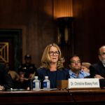 WASHINGTON, DC - SEPTEMBER 27:   Christine Blasey Ford listens to opening statements prior to testifying before the Senate Judiciary Committee at the Dirksen Senate Office Building on Capitol Hill September 27, 2018 in Washington, DC. Blasey Ford, a professor at Palo Alto University and a research psychologist at the Stanford University School of Medicine, has accused Supreme Court nominee Brett Kavanaugh of sexually assaulting her during a party in 1982 when they were high school students in suburban Maryland.  (Photo by Erin Schaff-Pool/Getty Images)
