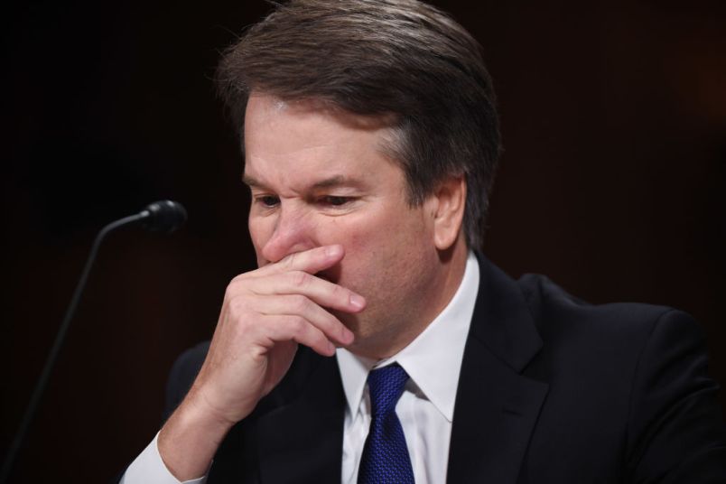 WASHINGTON, DC - SEPTEMBER 27: Supreme Court nominee Judge Brett Kavanaugh testifies before the US Senate Judiciary Committee in the Dirksen Senate Office Building on Capitol Hill September 27, 2018 in Washington, DC.  Kavanaugh was called back to testify about claims by Christine Blasey Ford, who has accused him of sexually assaulting her during a party in 1982 when they were high school students in suburban Maryland.  (Photo by Saul Loeb-Pool/Getty Images)