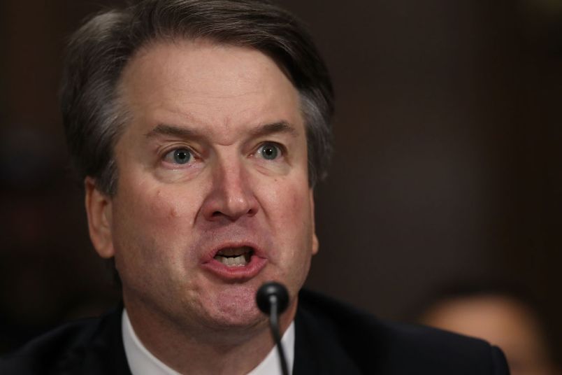 WASHINGTON, DC - SEPTEMBER 27:  Judge Brett Kavanaugh testifies to the Senate Judiciary Committee during his Supreme Court confirmation hearing in the Dirksen Senate Office Building on Capitol Hill September 27, 2018 in Washington, DC. Kavanaugh was called back to testify about claims by Christine Blasey Ford, who has accused him of sexually assaulting her during a party in 1982 when they were high school students in suburban Maryland.  (Photo by Win McNamee/Getty Images)