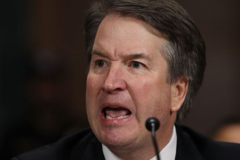 WASHINGTON, DC - SEPTEMBER 27:  Judge Brett Kavanaugh testifies to the Senate Judiciary Committee during his Supreme Court confirmation hearing in the Dirksen Senate Office Building on Capitol Hill September 27, 2018 in Washington, DC. Kavanaugh was called back to testify about claims by Christine Blasey Ford, who has accused him of sexually assaulting her during a party in 1982 when they were high school students in suburban Maryland.  (Photo by Win McNamee/Getty Images)
