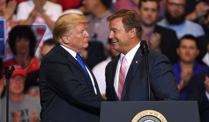 U.S. President Donald Trump speaks during a campaign rally at the Las Vegas Convention Center on September 20, 2018 in Las Vegas, Nevada. Trump is in town to support the re-election campaign for U.S. Sen. Dean Heller (R-NV) as well as Nevada Attorney General and Republican gubernatorial candidate Adam Laxalt and candidate for Nevada's 3rd House District Danny Tarkanian and 4th House District Cresent Hardy.