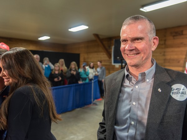 BOZEMAN,MT-SEPTEMBER,25: Matt Rosendale at a campaign rally with Donald Trump, Jr. and Kimberly Guilfoyle in Bozeman, MT on September 25,2018. Rosendale is running against incumbent Democrat Senator Jon Tester in the 2018 midterm elections. (Photo by William Campbell-Corbis via Getty Images)