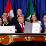 President Donald Trump with Argentina's President Mauricio Macri during their meeting at Casa Rosada, Friday, Nov. 30, 2018 in Buenos Aires, Argentina. (AP Photo/Pablo Martinez Monsivais)President Donald Trump, Canada's Prime Minister Justin Trudeau and Mexico's President Enrique Pena Neto participate in the USMCA signing ceremony, Friday, Nov. 30, 2018 in Buenos Aires, Argentina. (AP Photo/Pablo Martinez Monsivais)