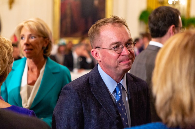 Office of Management and Budget Director Mick Mulvaney, attends U.S. President Donald Trump’s 'The Pledge To America's Workers' event in the East Room of the White House, in Washington, D.C. on Thursday, July 19, 2018  (Photo by Cheriss May/NurPhoto)